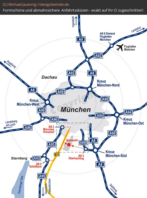 Anfahrtsskizze München (Übersichtskarte Großraum München) (183)