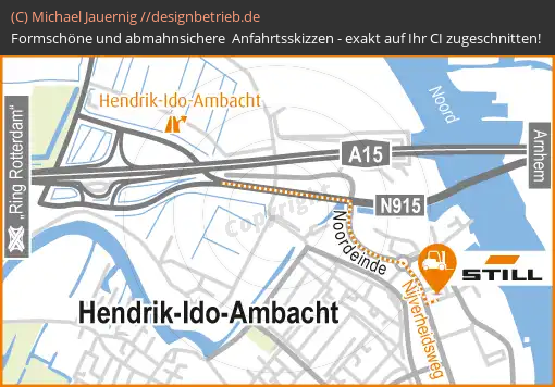 Anfahrtsskizze Hendrik-Ido-Ambacht bei Rotterdam (Niederlande) Detailskizze (433)