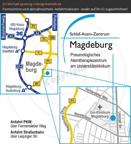 Anfahrtsskizze Magdeburg Uni-Klinikum Leipziger Straße (524)