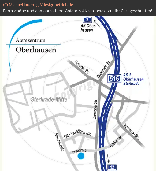 Anfahrtsskizzen erstellen / Anfahrtsskizze Oberhausen   Löwenstein Medical GmbH & Co. KG (104)