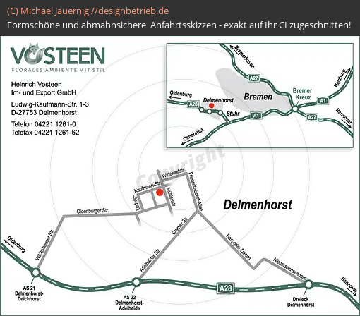 Anfahrtsskizzen erstellen / Anfahrtsskizze Delmenhorst   Heinrich Vosteen Im- und Export GmbH (201)