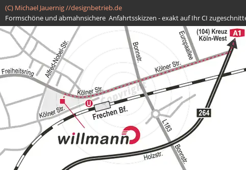 Anfahrtsskizzen erstellen / Anfahrtsskizze Frechen Kölner Straße   HSW Willmann GmbH (354)
