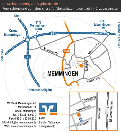 Anfahrtsskizze Memmingen Maximilianstraße (Detailskizze mit Übersichtsplan) (355)