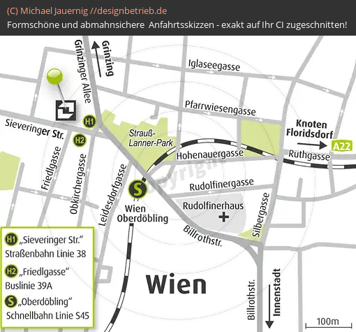 Anfahrtsskizze Wien Sieveringer Straße Detailskizze (391)