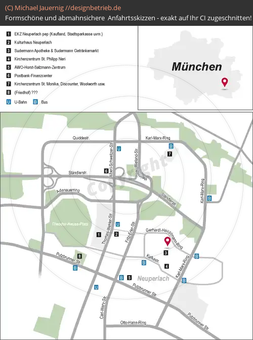 Anfahrtsskizzen erstellen / Anfahrtsskizze Neuperlach (Lageplan / München)   punctum.eu (486)