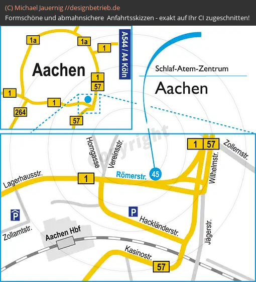 Anfahrtsskizzen erstellen / Anfahrtsskizze Aachen   Schlaf-Atem-Zentrum Löwenstein Medical GmbH & Co. KG (499)