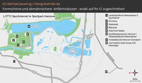 Anfahrtsskizzen erstellen / Anfahrtsskizze Hannover (Lageplan Sportpark)   LandesSportBund Niedersachsen e.V. (573)