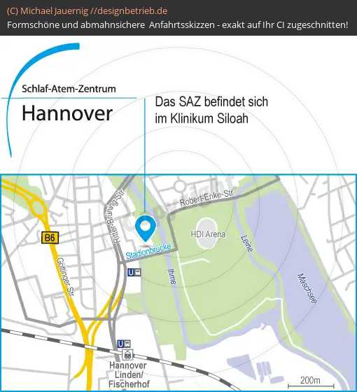 Anfahrtsskizzen erstellen / Anfahrtsskizze Hannover   Schlaf-Atem-Zentrum | Löwenstein Medical GmbH & Co. KG (654)