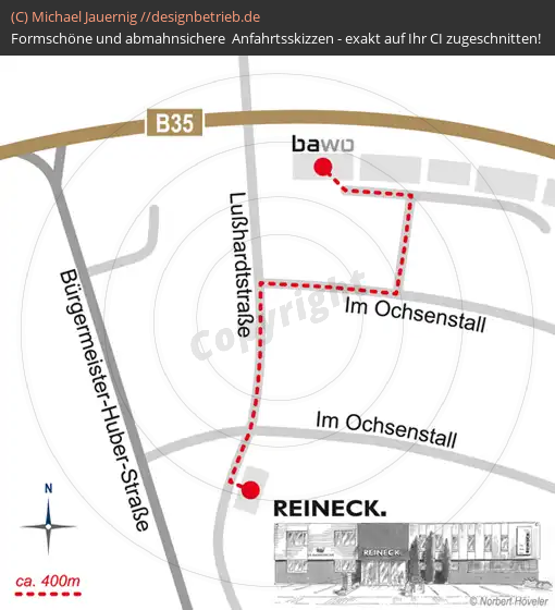 Anfahrtsskizzen erstellen / Anfahrtsskizze Karlsdorf Lageplan  REINECK. (686)