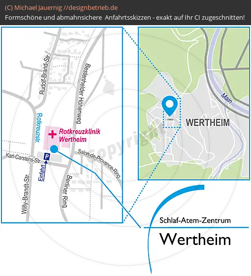 Anfahrtsskizzen erstellen / Anfahrtsskizze Wertheim Rotkreuzstraße   Schlaf-Atem-Zentrum | Löwenstein Medical GmbH & Co. KG (746)
