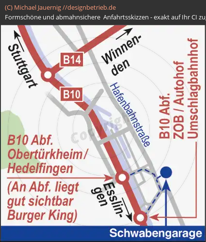 Anfahrtsskizzen erstellen / Anfahrtsskizze Stuttgart Obertürkheim   Schwabengarage (78)