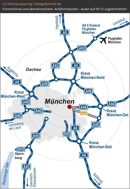 Anfahrtsskizzen erstellen / Anfahrtsskizze München   Übersichtskarte | LÖNNER MARKETING (784)