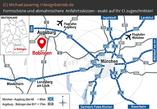 Anfahrtsskizze Bobingen / München (799)